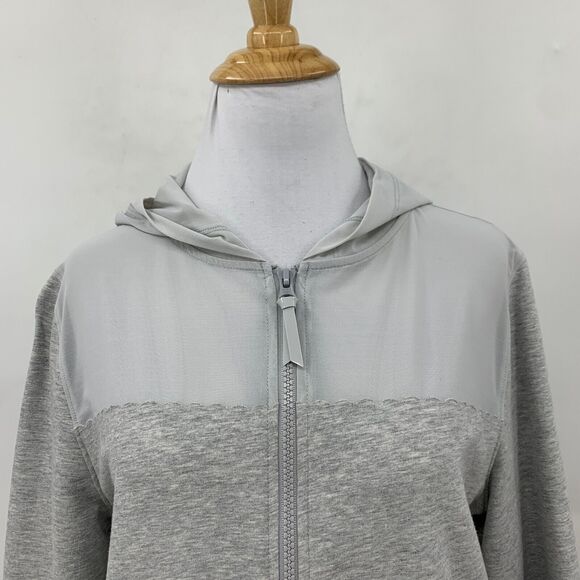 Victorias Secret Sport Mesh Panel Hoodie Womens XS Scalloped Edge Pockets Jacket - Picture 3 of 16